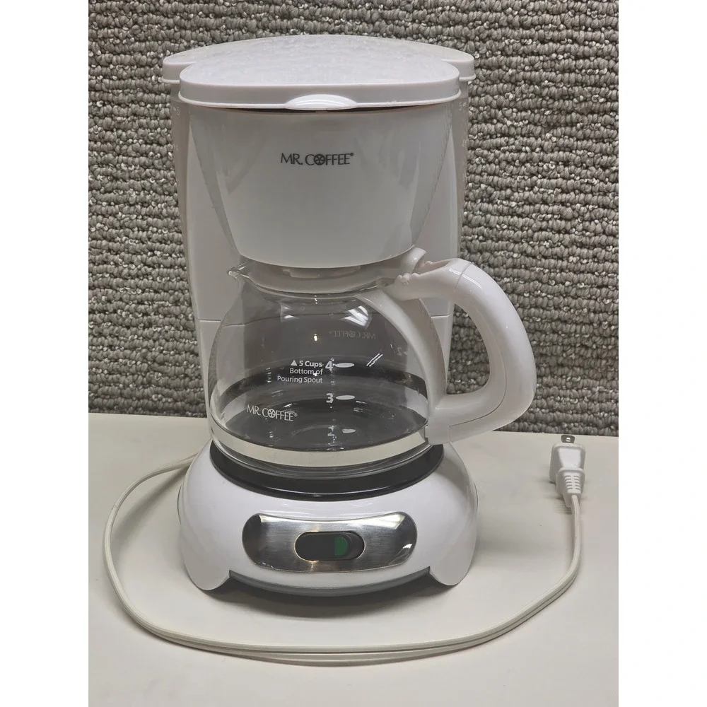 Mr. Coffee 5 Cup Programmable Drip Coffee Maker White Glass Carafe CG5-RB
